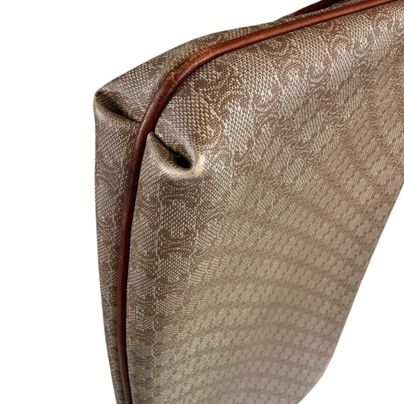 Authentic Celine Macadam Triomphe Beige & Tan Large Fold Over Clutch Evening Bag - Picture 13 of 16